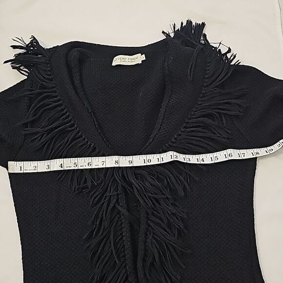 PERU FIBRAS FRINGE CARDIGAN SWEATER L - Picture 4 of 7